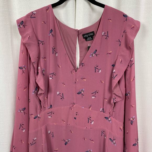 City Chic Pink Blushing Petal Christina Mini Dress Sz.XXL/24 NWT - Picture 5 of 16